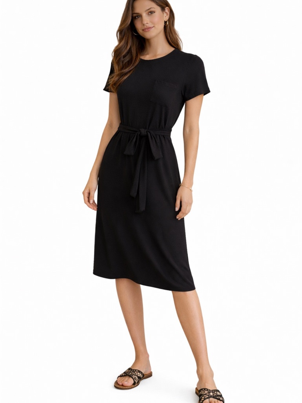 SOCIALITE Black Ribbed Midi Dress | Size M